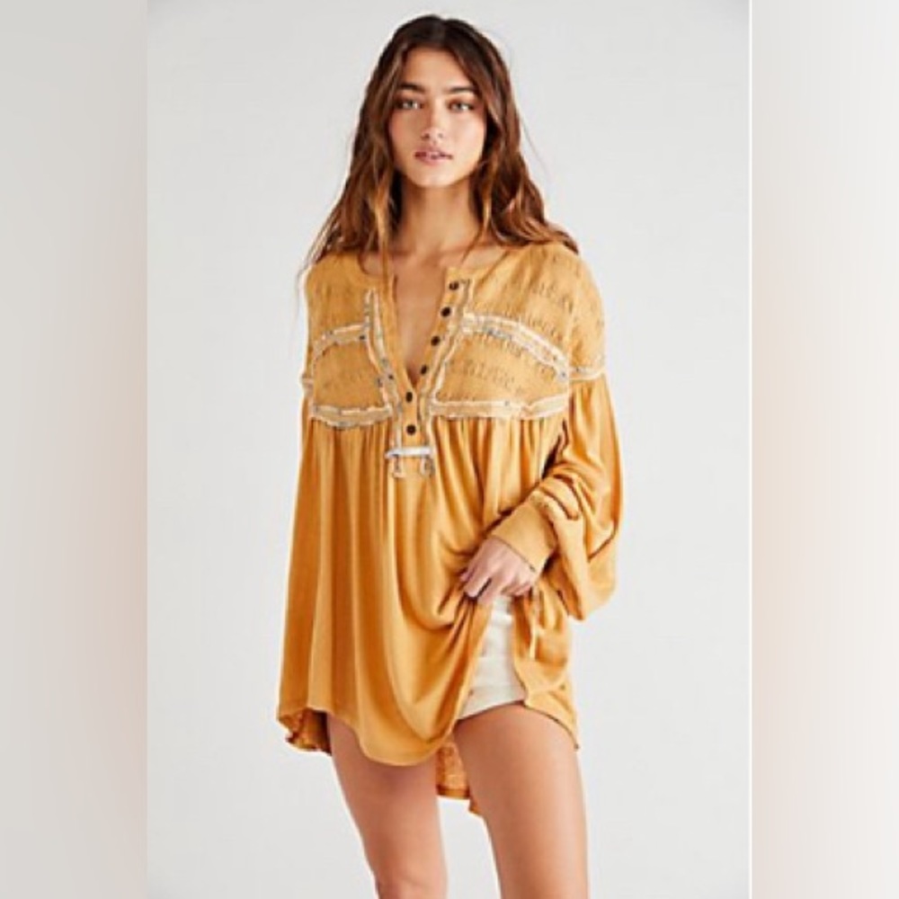 Free People flowy long-sleeve boho top